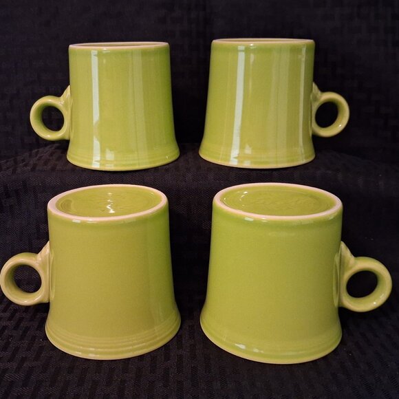 Set of 4 HLC Fiesta Ware USA Lemongrass Ring Handle Coffee Cup Mugs - Picture 4 of 6